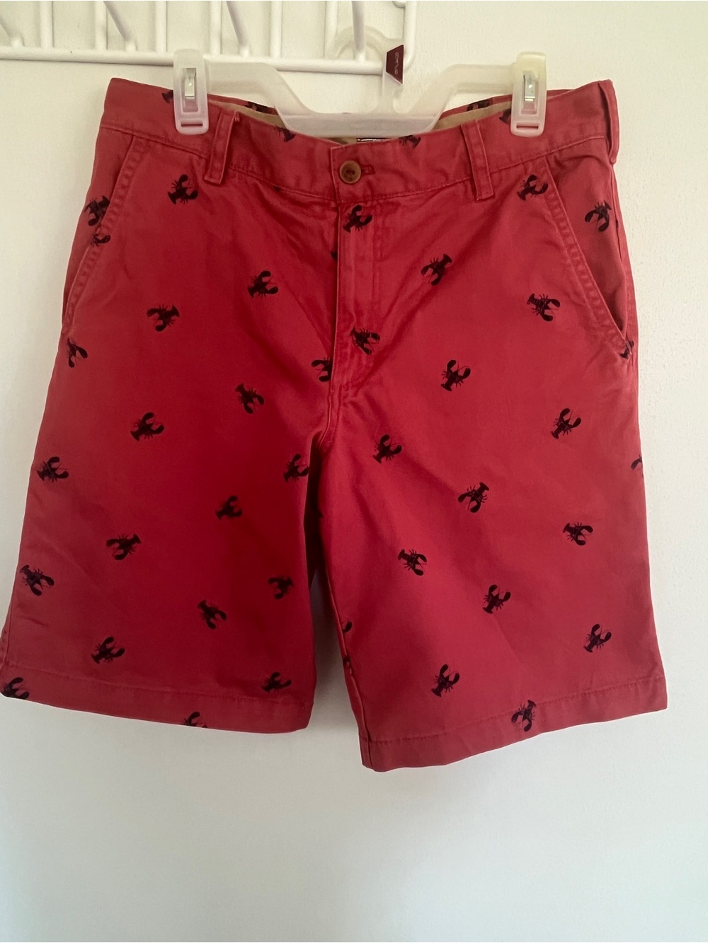 Izod dark pink Flat Front Shorts with Black Lobster Embroidery